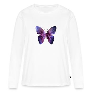 Lila Schmetterling - Frauen Premium Bio Langarmshirt - Weiß - Vorne - Julia (174cm)