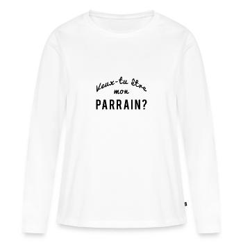 Parrain - T-shirt manches longues Premium bio Femme - blanc - Devant - Julia (174cm)