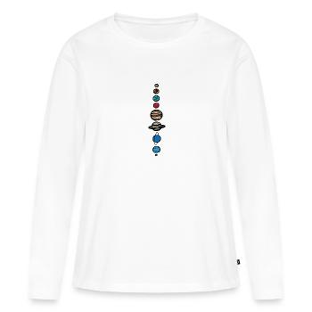 planètes - T-shirt manches longues Premium bio Femme - blanc - Devant - Julia (174cm)