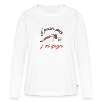 j'peux pas j'ai yoga - T-shirt manches longues Premium bio Femme - blanc - Devant - Julia (174cm)