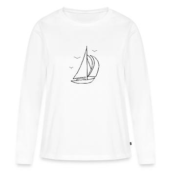 Bateau à voile - T-shirt manches longues Premium bio Femme - blanc - Devant - Julia (174cm)