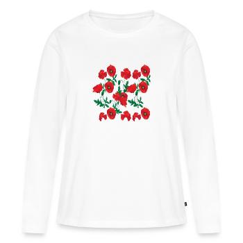 Fleurs Pavot à potins Arbuste Corn poppy flower shrub - T-shirt manches longues Premium bio Femme - blanc - Devant - Julia (174cm)
