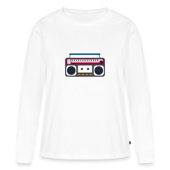radio - T-shirt manches longues Premium bio Femme - blanc - Devant - Julia (174cm)