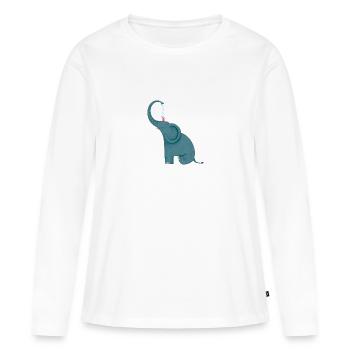 Amitié éléphant et souris - T-shirt manches longues Premium bio Femme - blanc - Devant - Julia (174cm)
