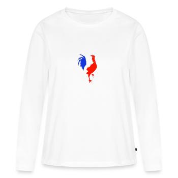 coq bleu blanc rouge - T-shirt manches longues Premium bio Femme - blanc - Devant - Julia (174cm)