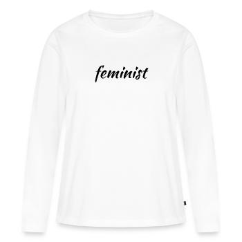 féminisme - féministe - T-shirt manches longues Premium bio Femme - blanc - Devant - Julia (174cm)