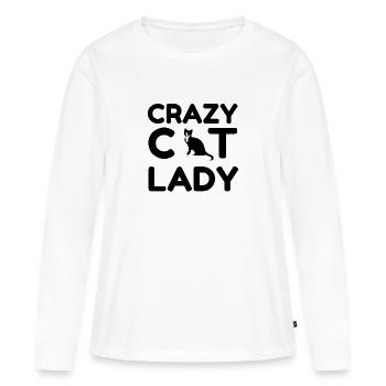 FOU CAT LADY - T-shirt manches longues Premium bio Femme - blanc - Devant - Julia (174cm)