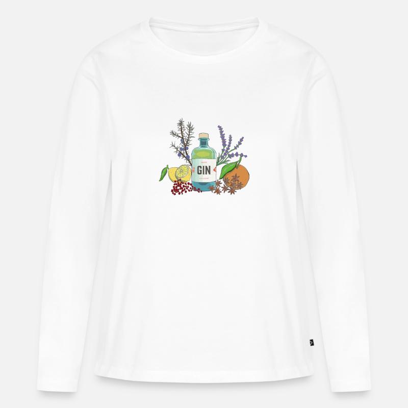 GIN - Frauen Premium Bio Langarmshirt - Weiß