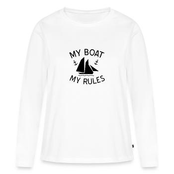 Boot - Frauen Premium Bio Langarmshirt - Weiß - Vorne - Julia (174cm)