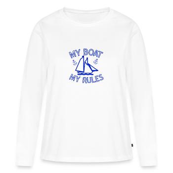 Boot - Frauen Premium Bio Langarmshirt - Weiß - Vorne - Julia (174cm)