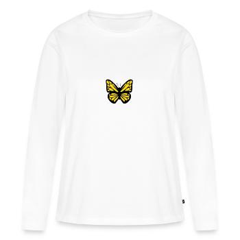 papillon jaune - T-shirt manches longues Premium bio Femme - blanc - Devant - Julia (174cm)