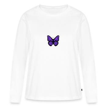lila Schmetterling - Frauen Premium Bio Langarmshirt - Weiß - Vorne - Julia (174cm)