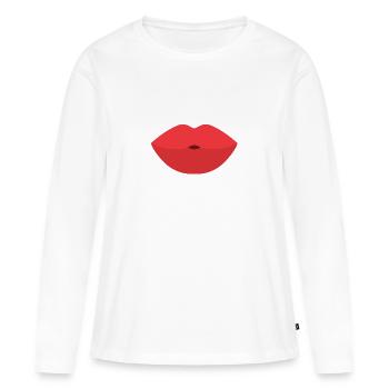 Red lips - Women's Premium Organic Long Sleeve Shirt - white - Front - Julia (174cm)