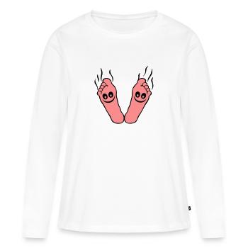 Riechen fuß raucht geruch 1 - Frauen Premium Bio Langarmshirt - Weiß - Vorne - Julia (174cm)
