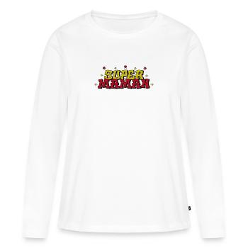 Super Maman Coeur étoiles - T-shirt manches longues Premium bio Femme - blanc - Devant - Julia (174cm)