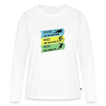 Triathlon - T-shirt manches longues Premium bio Femme - blanc - Devant - Julia (174cm)