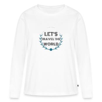 travel - Let us travel - T-shirt manches longues Premium bio Femme - blanc - Devant - Julia (174cm)