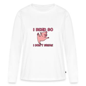 Je me plie pour ne pas casser - T-shirt manches longues Premium bio Femme - blanc - Devant - Julia (174cm)