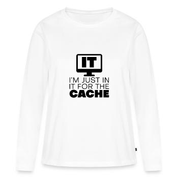 I'm Just In It For The Cache - Women's Premium Organic Long Sleeve Shirt - white - Front - Julia (174cm)
