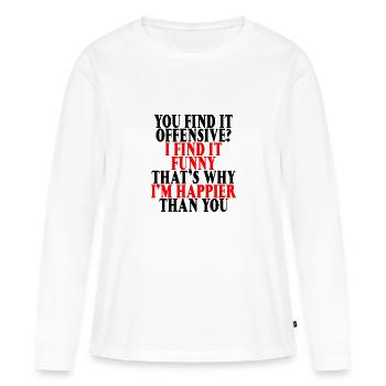 Vous trouvez ça offensant, je trouve ça drôle 3 - T-shirt manches longues Premium bio Femme - blanc - Devant - Julia (174cm)