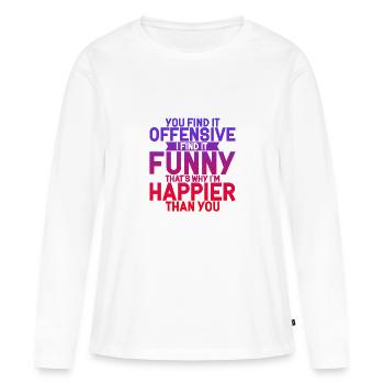 Vous trouvez ça offensant, je trouve ça drôle 4 - T-shirt manches longues Premium bio Femme - blanc - Devant - Julia (174cm)