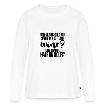 Combien devriez-vous dépenser pour une bouteille de vin? - T-shirt manches longues Premium bio Femme - blanc - Devant - Julia (174cm)