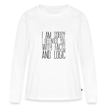 Je suis désolé de vous avoir offensé avec des faits et de la logique 2 - T-shirt manches longues Premium bio Femme - blanc - Devant - Julia (174cm)
