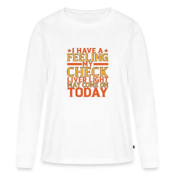 Le voyant de mon contrôle du foie peut s’allumer aujourd’hui - T-shirt manches longues Premium bio Femme - blanc - Devant - Julia (174cm)