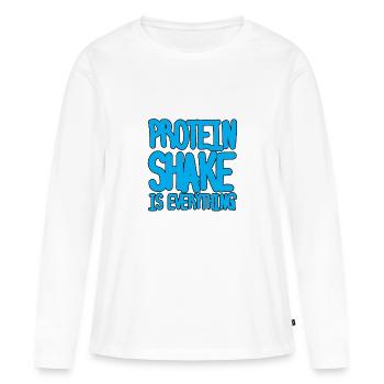 Shake protéiné est tout - T-shirt manches longues Premium bio Femme - blanc - Devant - Julia (174cm)