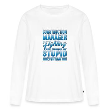 Directeur de la construction, Fighting Forces Of Stupid 2 - T-shirt manches longues Premium bio Femme - blanc - Devant - Julia (174cm)