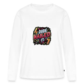 mec cloué 4 - T-shirt manches longues Premium bio Femme - blanc - Devant - Julia (174cm)