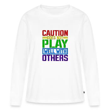 Caution Does Not Play Well With Others 66 - Frauen Premium Bio Langarmshirt - Weiß - Vorne - Julia (174cm)