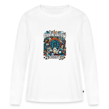 Brainstorm Buddy 12 - Frauen Premium Bio Langarmshirt - Weiß - Vorne - Julia (174cm)
