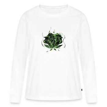 Thc chanvre cannabis aux champignons psychédéliques verts - T-shirt manches longues Premium bio Femme - blanc - Devant - Julia (174cm)