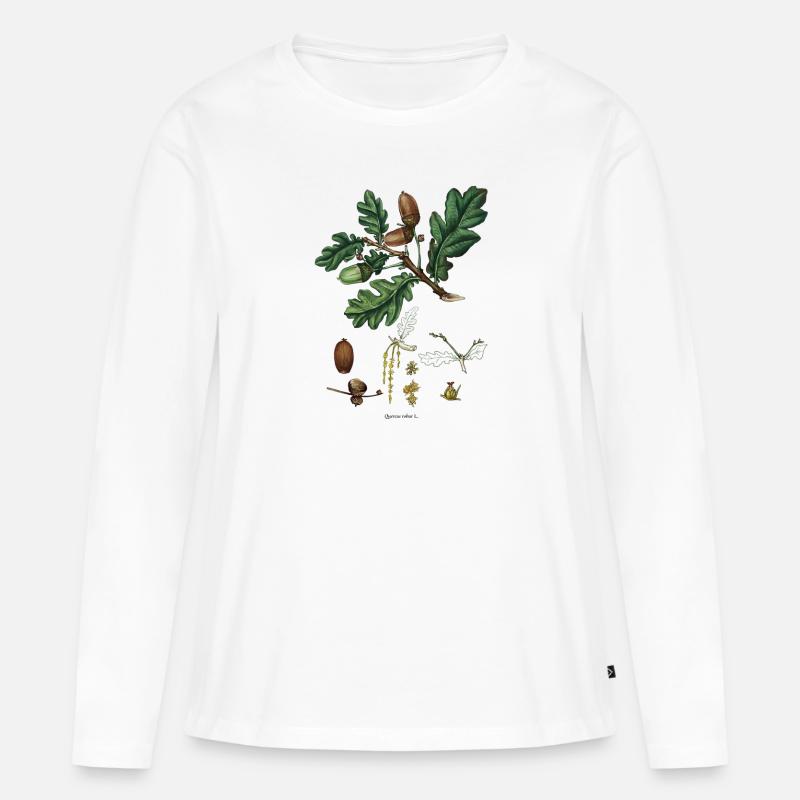 Eiche - Frauen Premium Bio Langarmshirt - Weiß