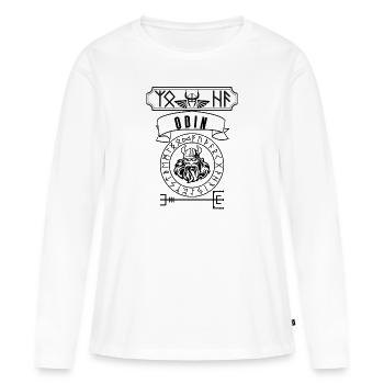 Vikings Viking Odin Warrior Rune Noir - T-shirt manches longues Premium bio Femme - blanc - Devant - Julia (174cm)