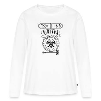 Viking, Viking, Odin, guerrier, Rune, Noir - T-shirt manches longues Premium bio Femme - blanc - Devant - Julia (174cm)