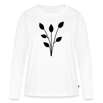 Fleur avec tige - T-shirt manches longues Premium bio Femme - blanc - Devant - Julia (174cm)
