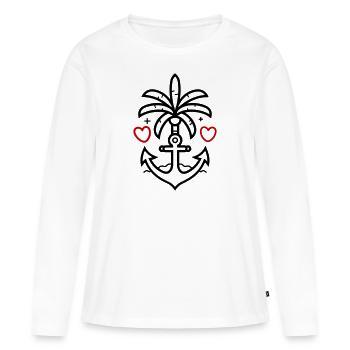 Ancré - T-shirt manches longues Premium bio Femme - blanc - Devant - Julia (174cm)