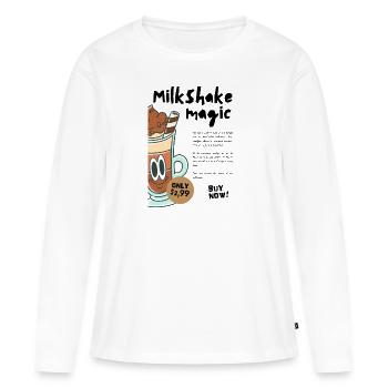 Milkshake magique - T-shirt manches longues Premium bio Femme - blanc - Devant - Julia (174cm)