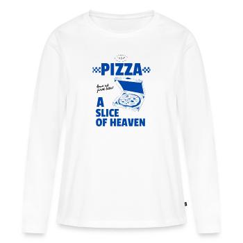 Pizza - Une tranche de paradis - T-shirt manches longues Premium bio Femme - blanc - Devant - Julia (174cm)
