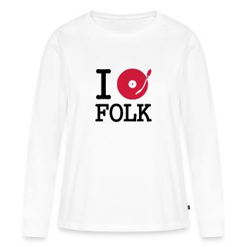 i dj / play / listen to folk - T-shirt manches longues Premium bio Femme - blanc - Devant - Julia (174cm)