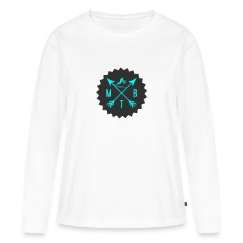 MTB downhill Mountainbike Ribbon, Banners, Shapes - Frauen Premium Bio Langarmshirt - Weiß - Vorne - Julia (174cm)