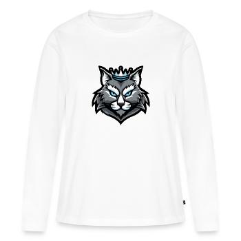 Couronne de tête de chat - T-shirt manches longues Premium bio Femme - blanc - Devant - Julia (174cm)