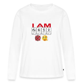 Je suis positif - T-shirt manches longues Premium bio Femme - blanc - Devant - Julia (174cm)