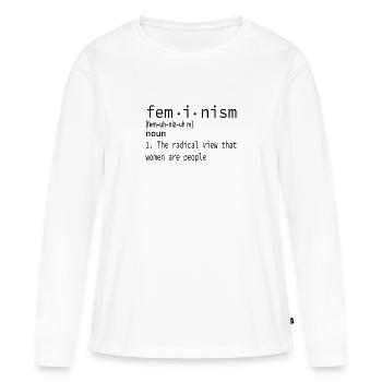 Femme feminisme cadeau - T-shirt manches longues Premium bio Femme - blanc - Devant - Julia (174cm)