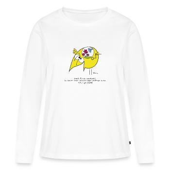 Etre heureux ! - T-shirt manches longues Premium bio Femme - blanc - Devant - Julia (174cm)