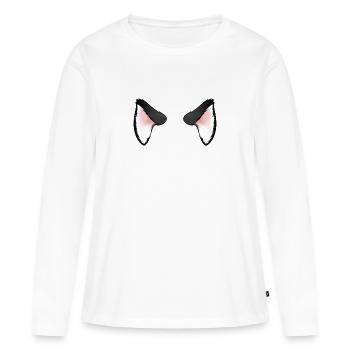 Oreilles de chat noir - T-shirt manches longues Premium bio Femme - blanc - Devant - Julia (174cm)