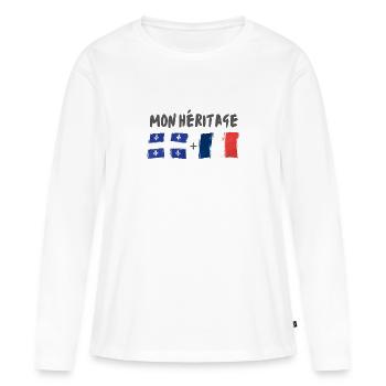 mon héritage france et québec - T-shirt manches longues Premium bio Femme - blanc - Devant - Julia (174cm)