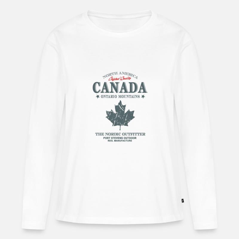 Canada -Maple Leaf - Frauen Premium Bio Langarmshirt - Weiß